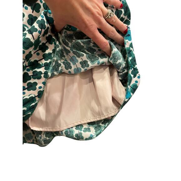 Boden Floral Kelly Green & Pink Four Leaf Clover Sheath Belted Tie Dress US 6R - Picture 8 of 16